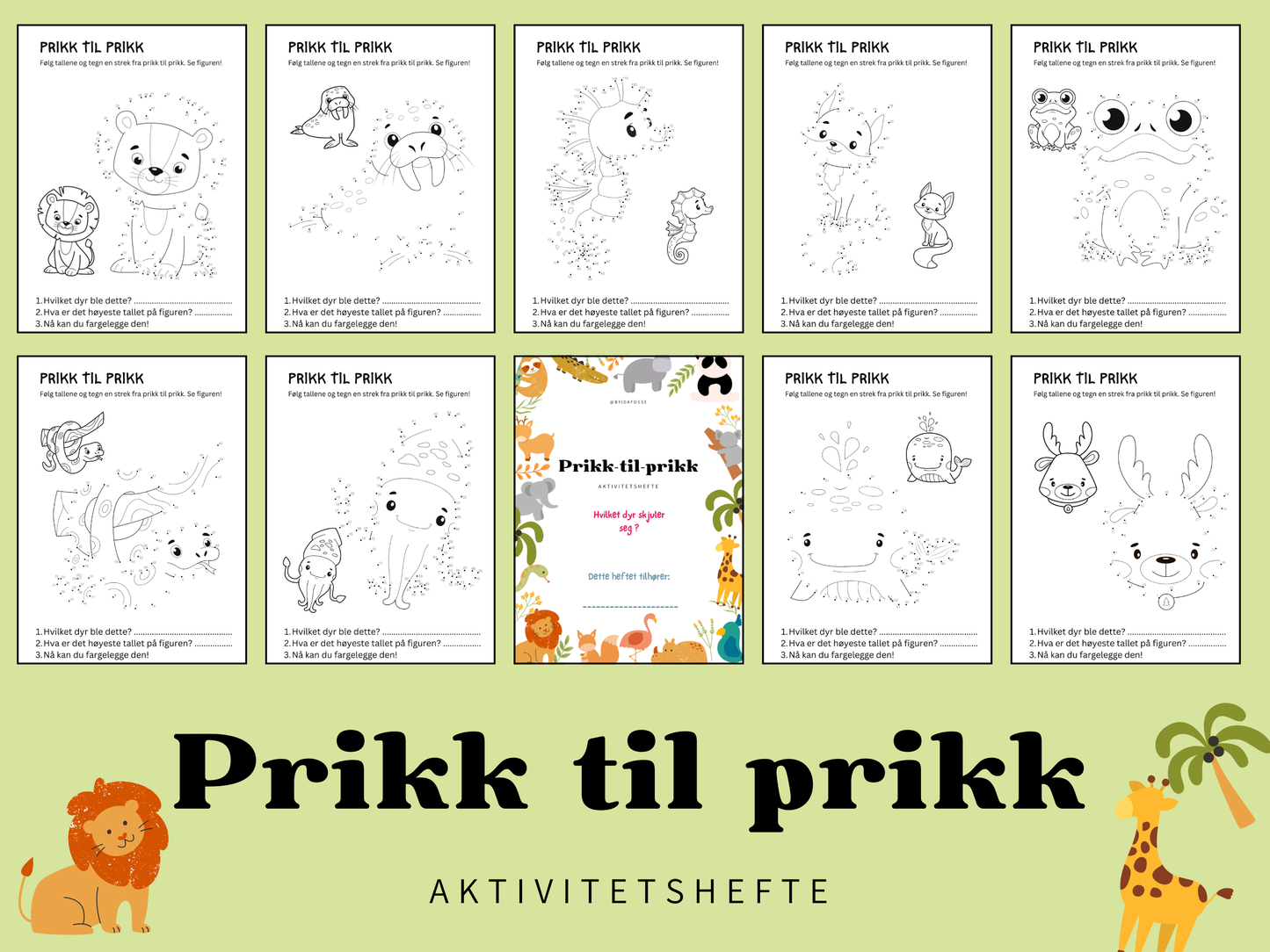 Prikk til prikk - aktivitetshefte 🦁 🐒