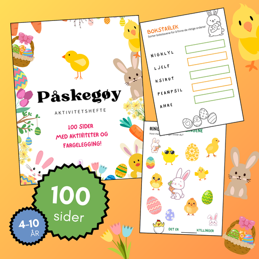 🐣 Påskegøy - aktivitets- & fargeleggingshefte🐣 (pdf)