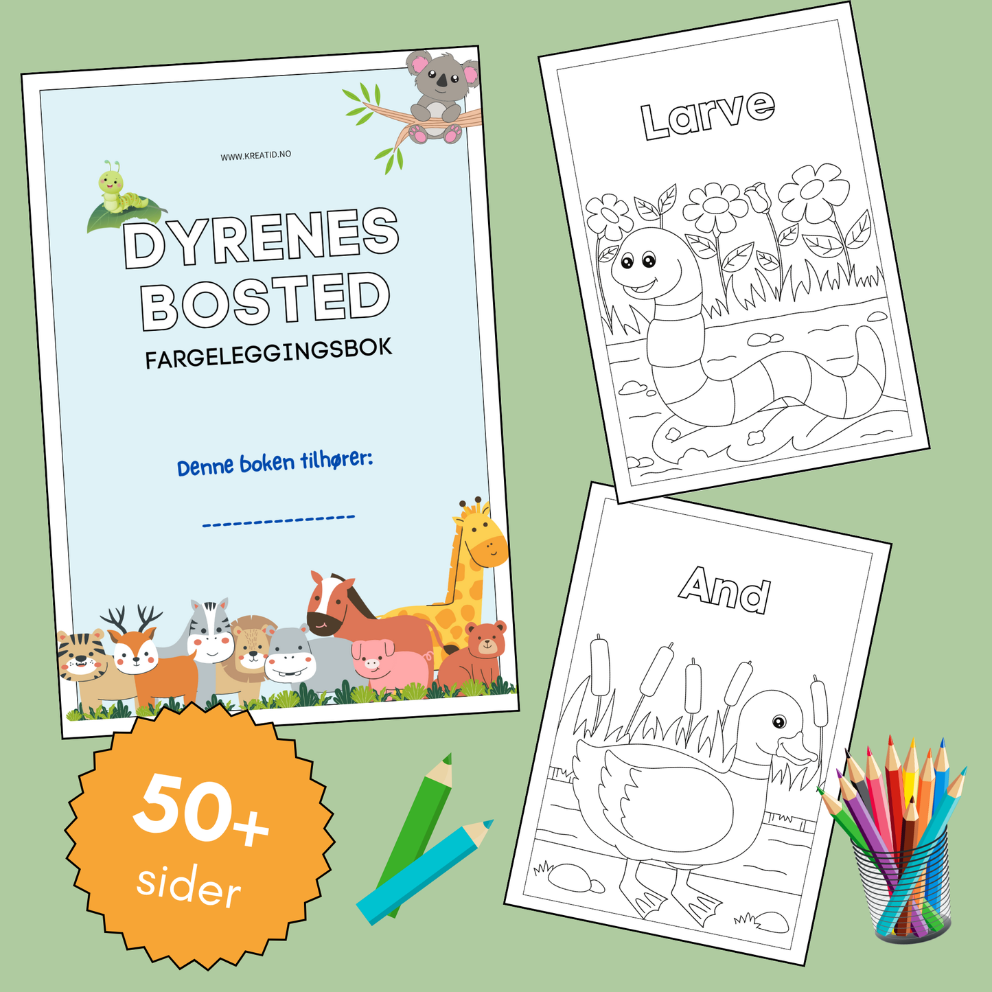 Dyrenes bosted - fargeleggingsbok🎨🖌️ (pdf)