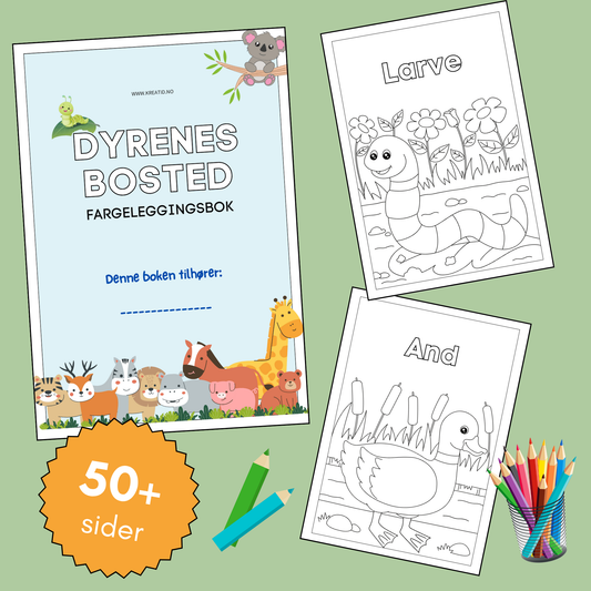 Dyrenes bosted - fargeleggingsbok🎨🖌️ (pdf)