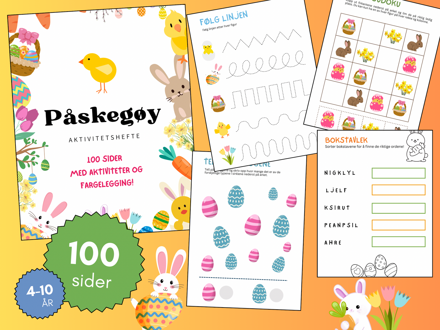 🐣 Påskegøy - aktivitets- & fargeleggingshefte🐣 (pdf)