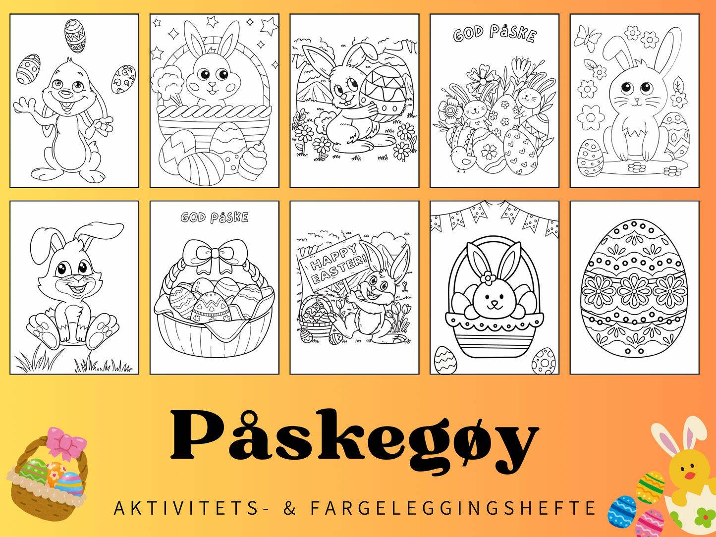 🐣 Påskegøy - aktivitets- & fargeleggingshefte🐣 (pdf)