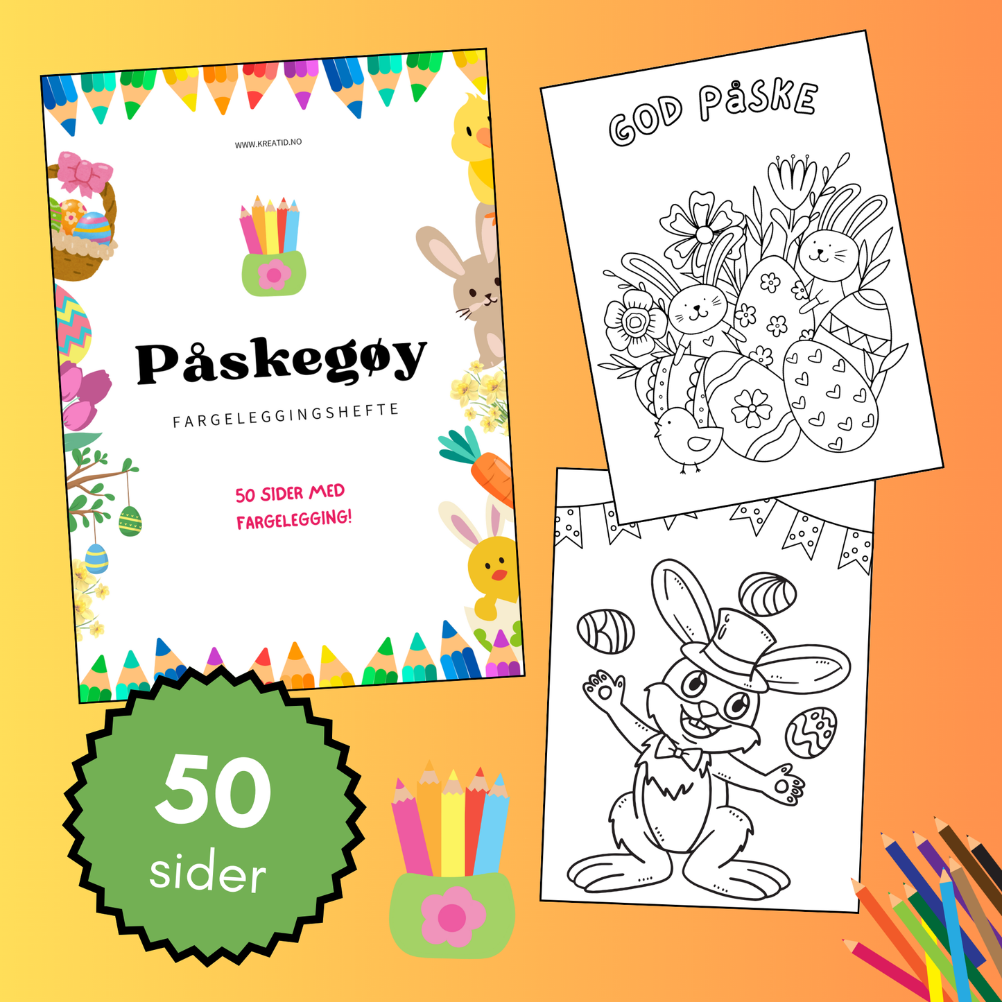 🐣 Påskegøy - fargeleggingshefte🐣 (pdf)